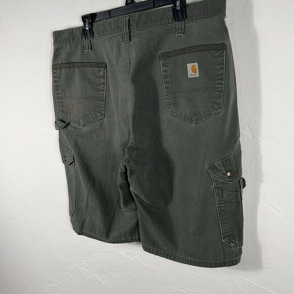 🔥 Vintage CARHARTT Relaxed Fit Heavy Denim Cargo Shorts Army Green Sz 40 - EUC - Picture 3 of 8